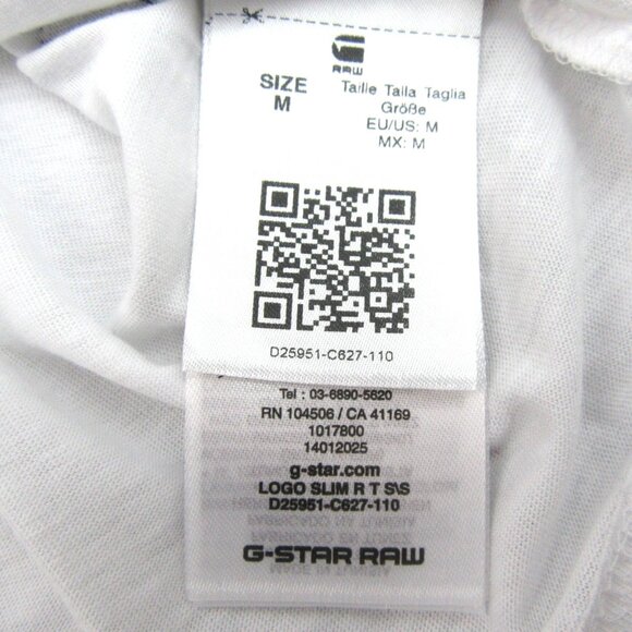 G-Star Raw White Graphic Logo Short Sleeve T-Shirt Men's Size Medium Tee NEW - Picture 9 of 12
